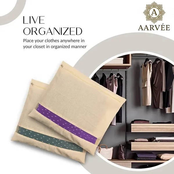 Set_Of-36_Beige_Cotton_Saree_Storage_Covers,_With_Mesh_Window_And_Zipper_16_X_14_Inches