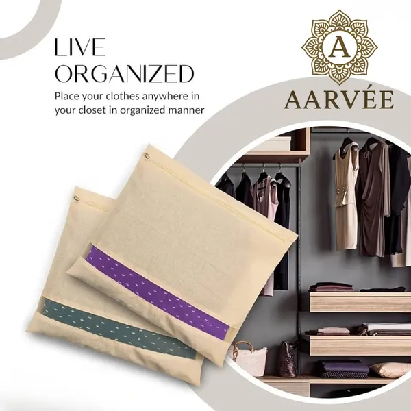 Set_Of-6_Beige_Cotton_Saree_Storage_Covers__With_Mesh_Window_And_Zipper,_16_X_14_Inches