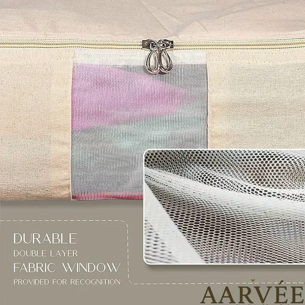 Set_Of-2_Beige_Cotton_Clothes_Storage_Bags,_With_Mesh_Window,_18_X_16_X_4.5_Inches,_Wardrobe_Organiser_For_Lehenga_And_Dresses
