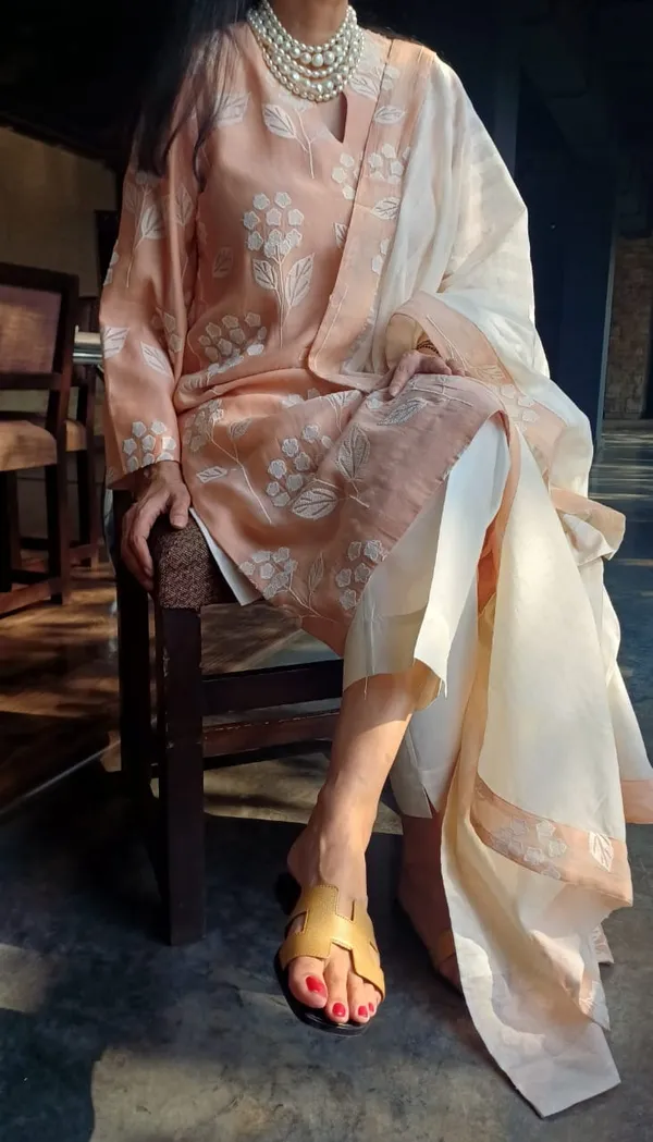 Peach_Cotton_Blossom_Charm_Kurta_Pant_&_Dupatta_Set_For_Women
