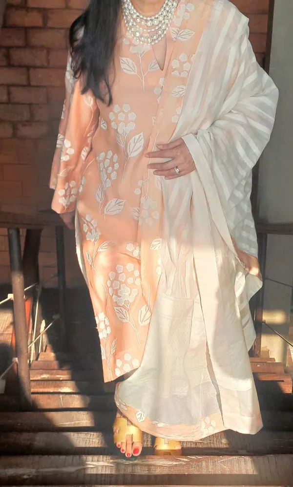 Peach_Cotton_Blossom_Charm_Kurta_Pant_&_Dupatta_Set_For_Women