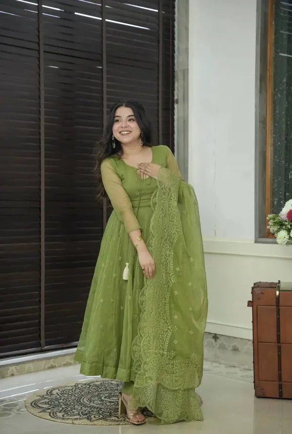 Olive_Green_Georgette_Embroidered_Faux_Menkalinan_Kurta_Pant_&_Dupatta_Set_For_Women