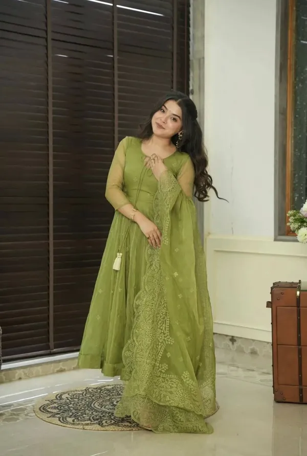 Olive_Green_Georgette_Embroidered_Faux_Menkalinan_Kurta_Pant_&_Dupatta_Set_For_Women