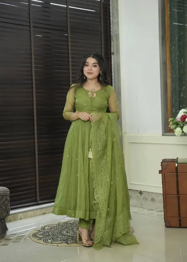 Olive_Green_Georgette_Embroidered_Faux_Menkalinan_Kurta_Pant_&_Dupatta_Set_For_Women