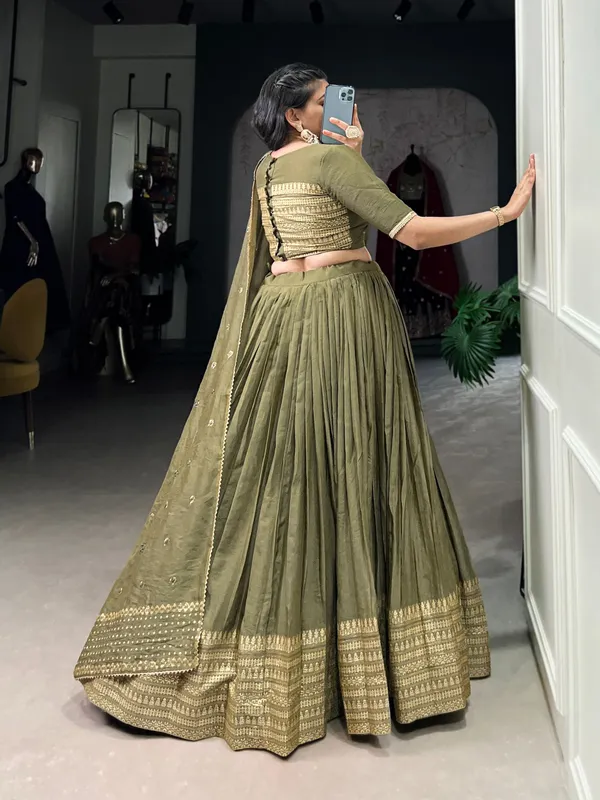 Mehendi_Green_Cotton_Designer_Mehndi_Lehenga_For_Women