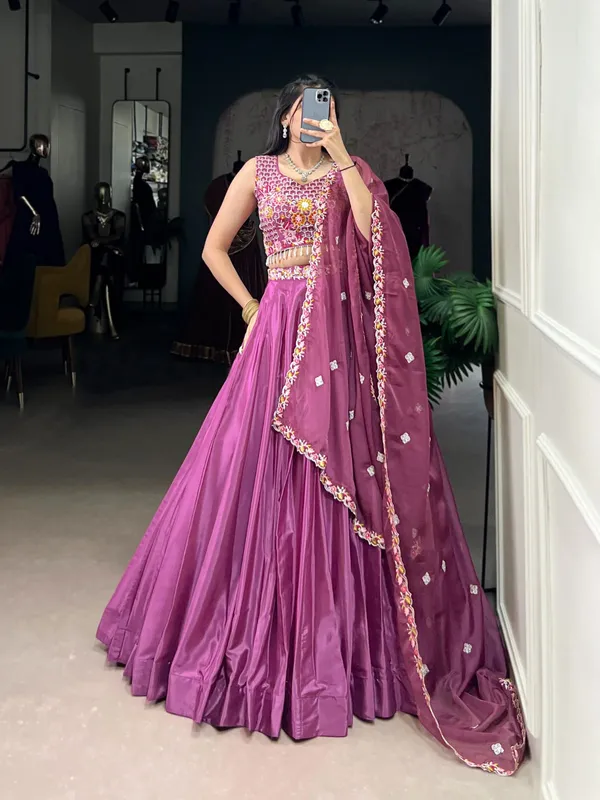 Magenta_Purple_Cotton_Floral_Detailing_Colour_Embroidered_Lehenga_For_Women