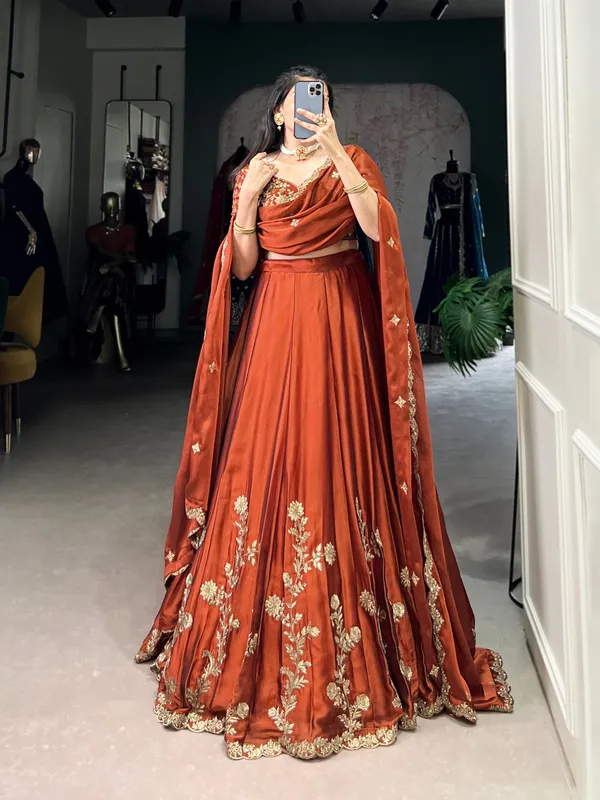 Rust_Orange_Cotton_Floral_Lehenga_For_Women