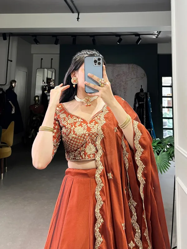 Rust_Orange_Cotton_Floral_Lehenga_For_Women