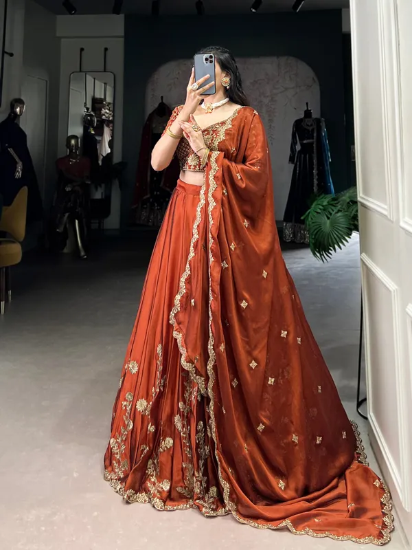 Rust_Orange_Cotton_Floral_Lehenga_For_Women