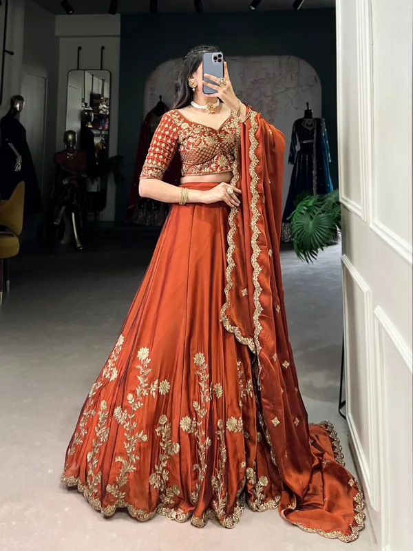 Rust_Orange_Cotton_Floral_Lehenga_For_Women