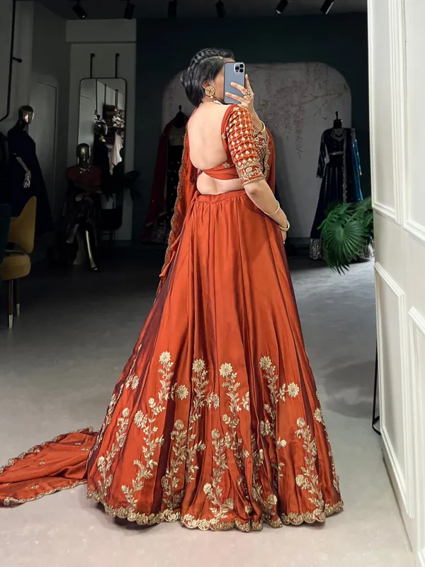 Rust_Orange_Cotton_Floral_Lehenga_For_Women
