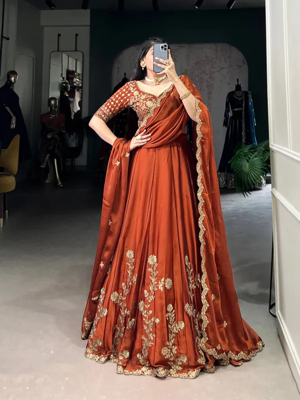 Rust_Orange_Cotton_Floral_Lehenga_For_Women