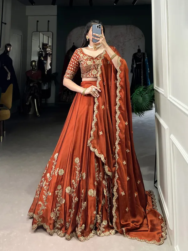 Rust_Orange_Cotton_Floral_Lehenga_For_Women