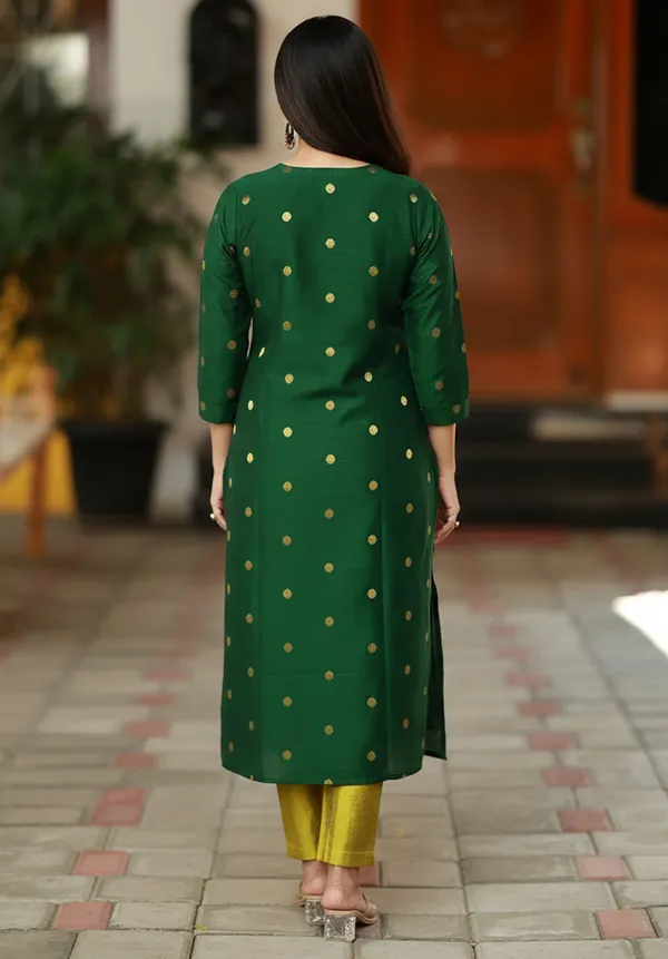 Bottle_Green_Kurta_Set_with_Mustard_Dupatta