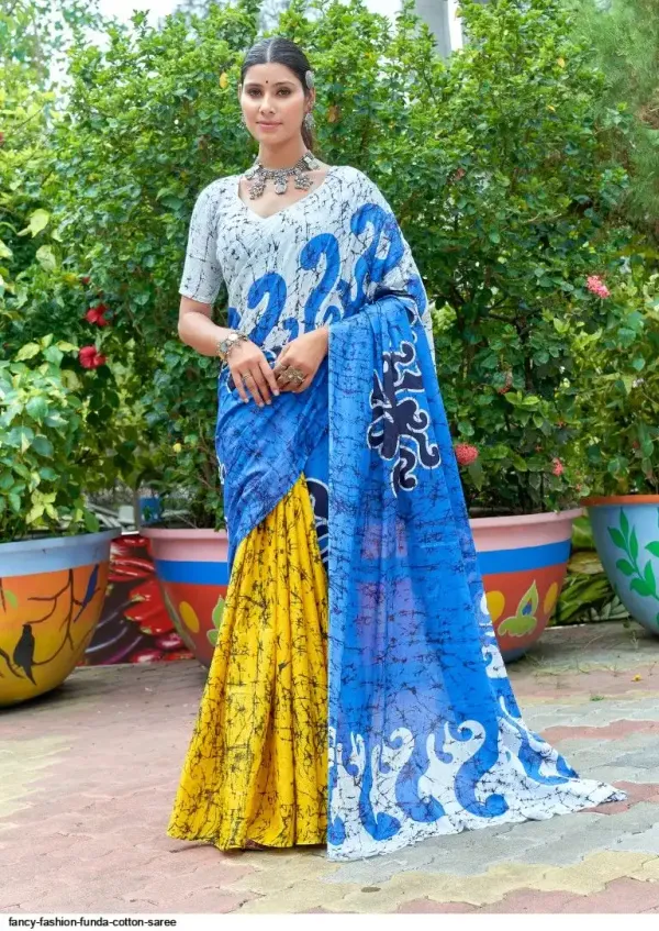 Funda_Fusion_Cotton_Saree_–_Ivory_Blue_with_Artistic_Wave_Print