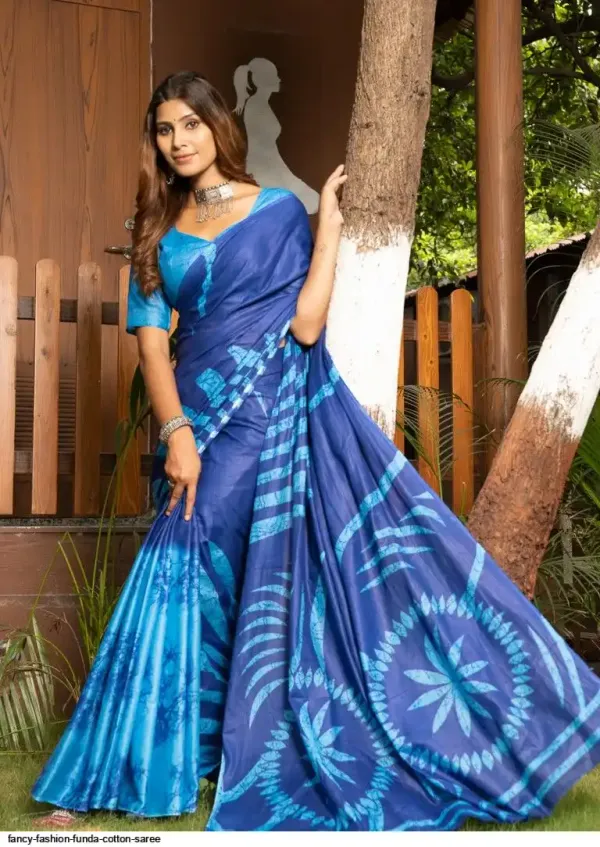 Funda_Royale_Cotton_Saree_–_Deep_Blue_with_Aqua_Artistic_Print