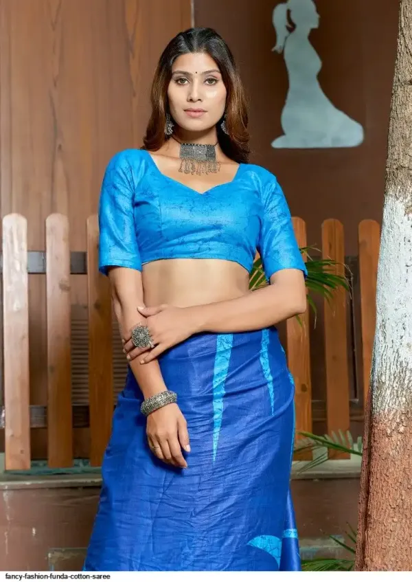 Funda_Royale_Cotton_Saree_–_Deep_Blue_with_Aqua_Artistic_Print