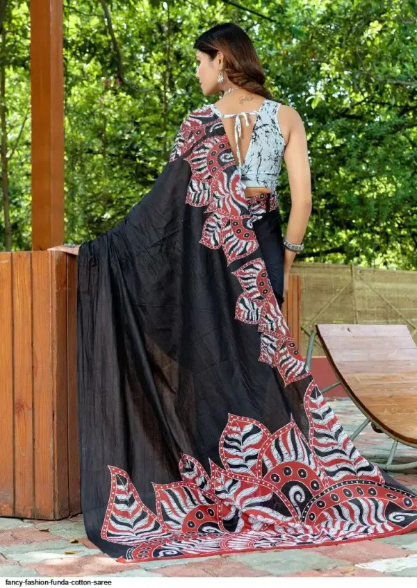 Funda_Signature_Cotton_Saree_–_Black_&_Red_Statement_Mandala_Print