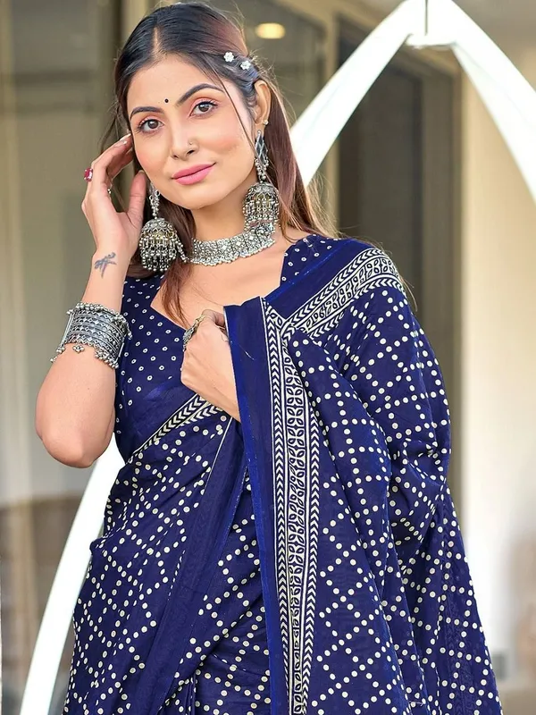 Ira_Pure_Cotton_Saree_–_Navy_Blue_with_Classic_Dotted_&_Ethnic_Border