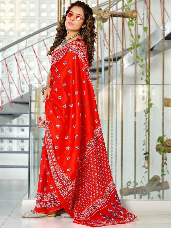 Meher_Pure_Cotton_Saree_–_Royal_Red_with_Traditional_Buta_Print
