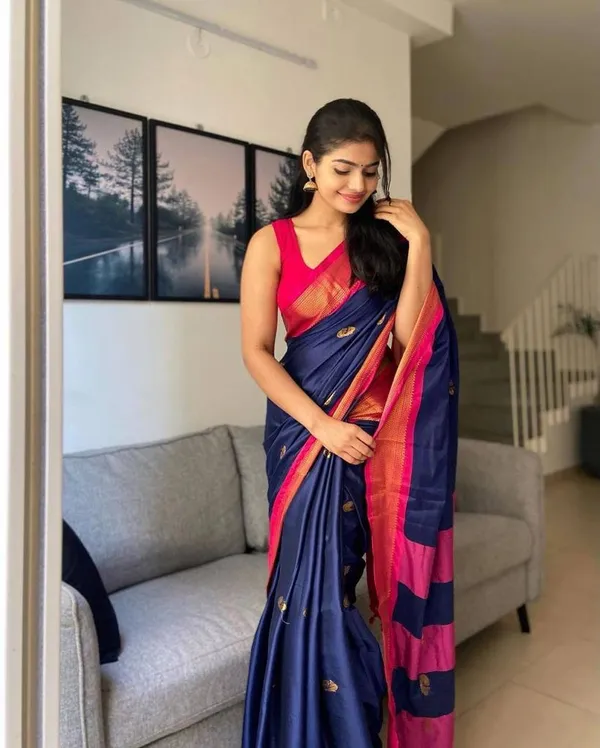 Navy_Blue_&_Rani_Pink_Zari_Silk_Saree