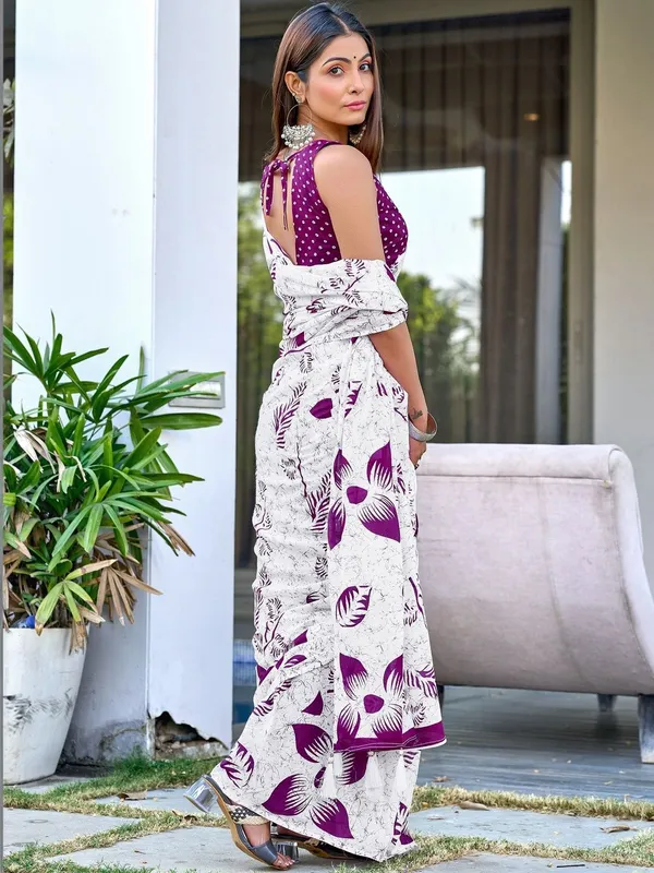 Nayra_Pure_Cotton_Saree_–_Ivory_White_with_Plum_Floral_Print