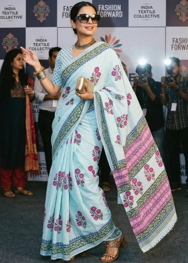 Pastel_Blue_Floral_Designer_Cotton_Saree