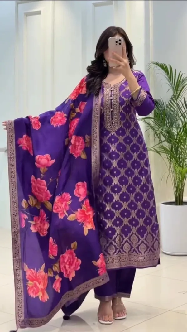 Purple_Jacquard_Suit_Set_with_Floral_Digital_Print_Dupatta