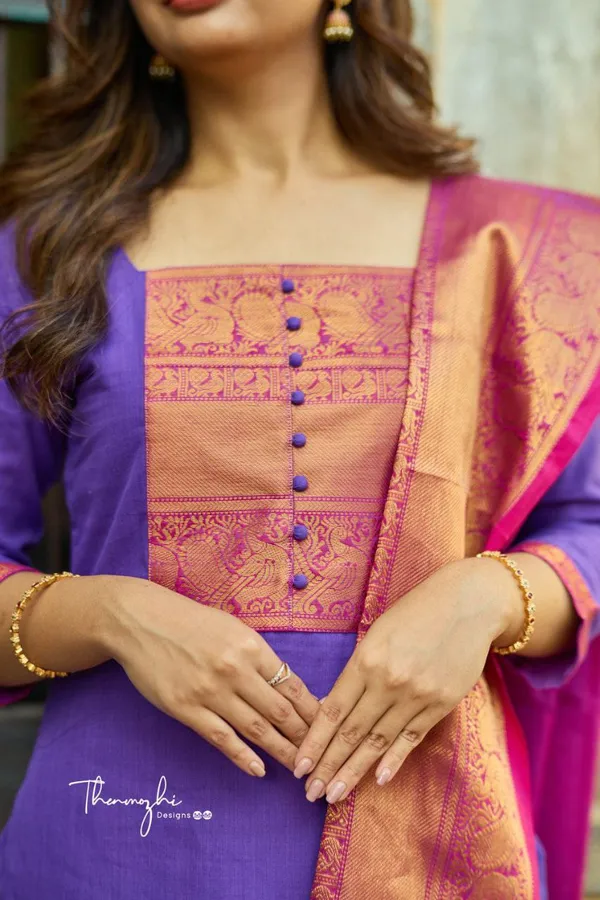 Purple_Kurta_Pant_&_Dupatta_Set_With_Contrast_Dupatta
