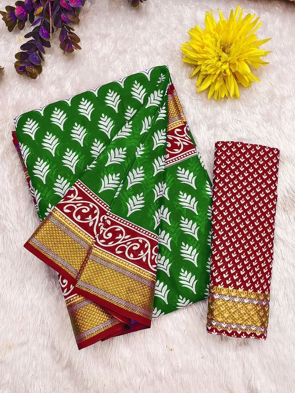 Rajnidhi_Pure_Cotton_Saree_–_Heritage_Green_with_Red_Temple_Border