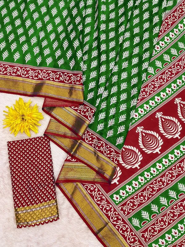 Rajnidhi_Pure_Cotton_Saree_–_Heritage_Green_with_Red_Temple_Border