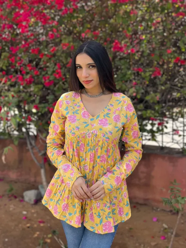 Yellow_Floral_Flare_Cotton_Top