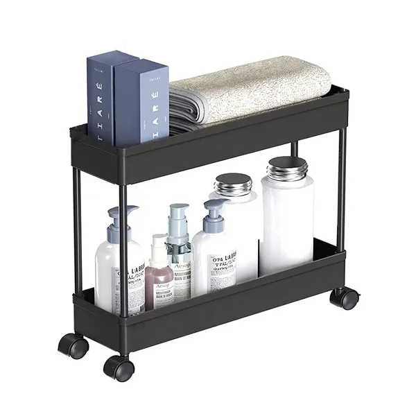 Multicolor_2_Tier_Rack_Shelf_With_Wheels
