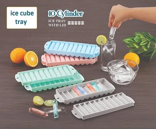 Multicolor_10_Cylinder_Ice_Cube_Tray_With_Lid_(Pack_Of_2)