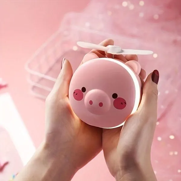 Multicolor_Cartoon_Cute_Pig_Led_Lights_Mirror_Pocket_Fan