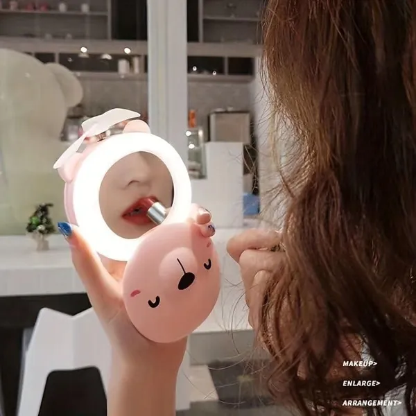 Multicolor_Cartoon_Cute_Pig_Led_Lights_Mirror_Pocket_Fan
