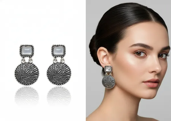 Oxidized_Silver_Disc_Earrings_with_Grey_Stones_&_Textured_Detail