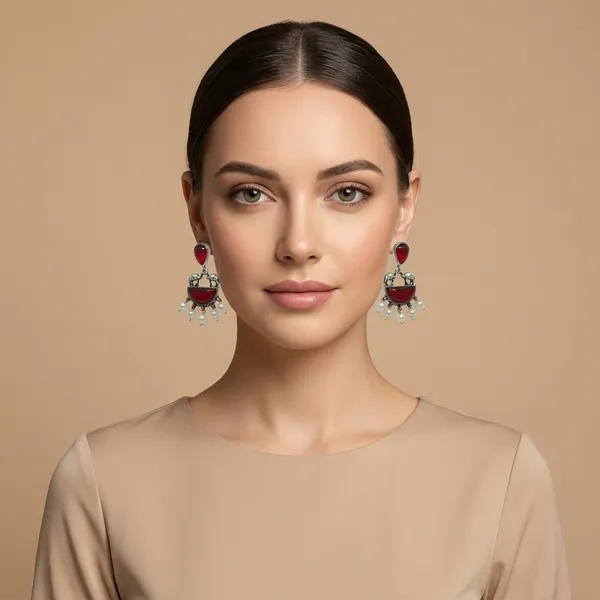 Oxidized_Silver-Tone_Dangle_Earrings_with_Red_Stones_&_Pearl_Drops