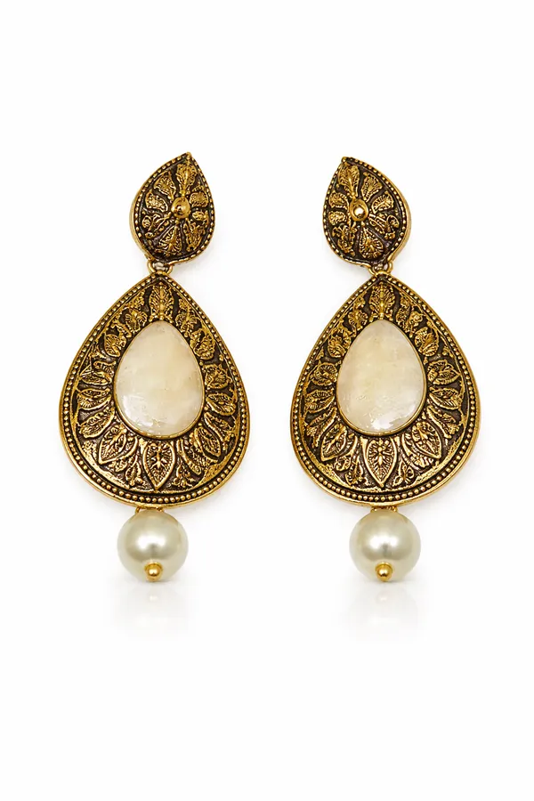 Antique_Gold-Plated_Floral_Teardrop_Earrings_with_Pearl_Drops