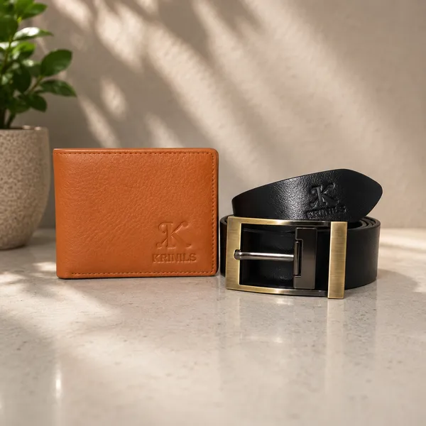 COMBO_OF_SAFFRON_COLOR_WALLET_AND_BLACK_BELT