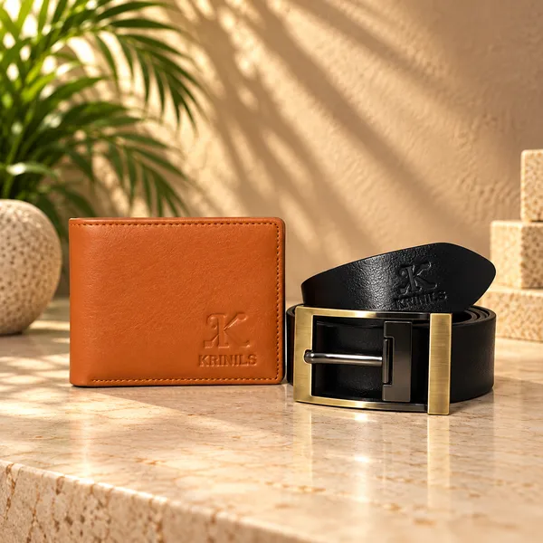 COMBO_OF_SAFFRON_COLOR_WALLET_AND_BLACK_BELT