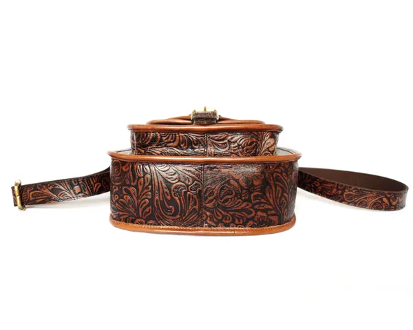 Brown_Western_Leather_Sling_Bag,_Handtooled,_Crossbody,_Floral_For_Unisex-Adult