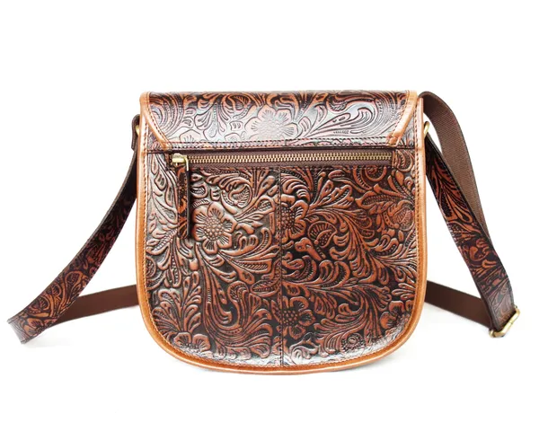 Brown_Western_Leather_Sling_Bag,_Handtooled,_Crossbody,_Floral_For_Unisex-Adult