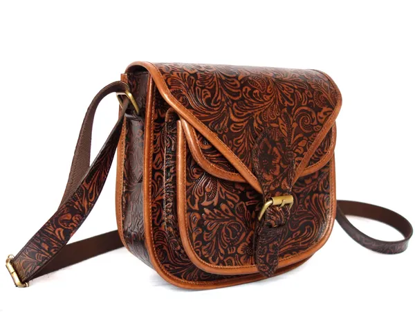 Brown_Western_Leather_Sling_Bag,_Handtooled,_Crossbody,_Floral_For_Unisex-Adult