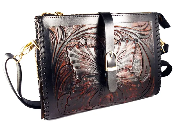 Tan_Black_Handmade_Genuine_Leather_Crossbody_Sling_Bags,_For_Women