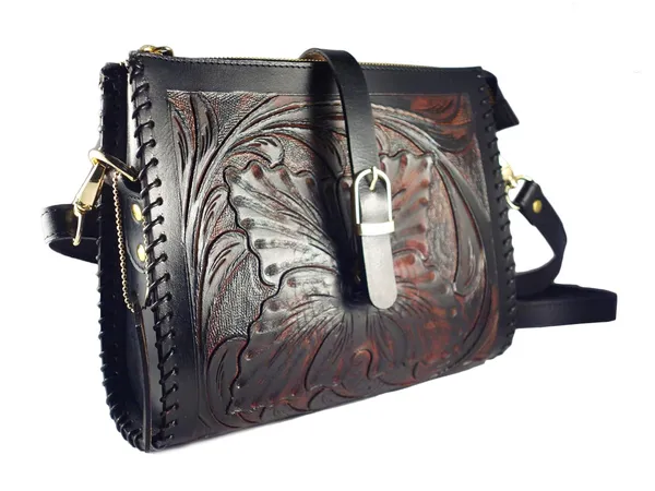 Tan_Black_Handmade_Genuine_Leather_Crossbody_Sling_Bags,_For_Women