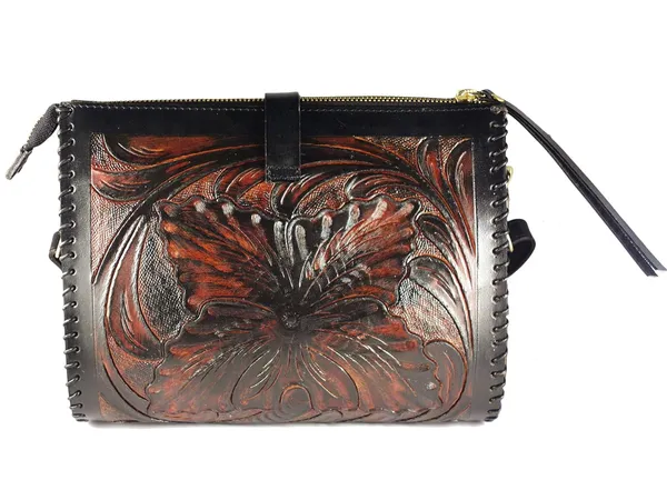 Tan_Black_Handmade_Genuine_Leather_Crossbody_Sling_Bags,_For_Women