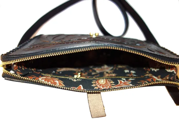 Tan_Black_Handmade_Genuine_Leather_Crossbody_Sling_Bags,_For_Women