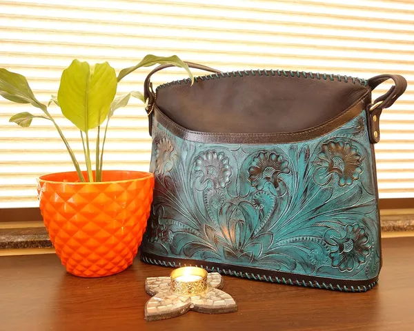 Black_&_Turquoise_Real_Leather_Hand_Crafted_Shoulder_Bag_,_For_Women