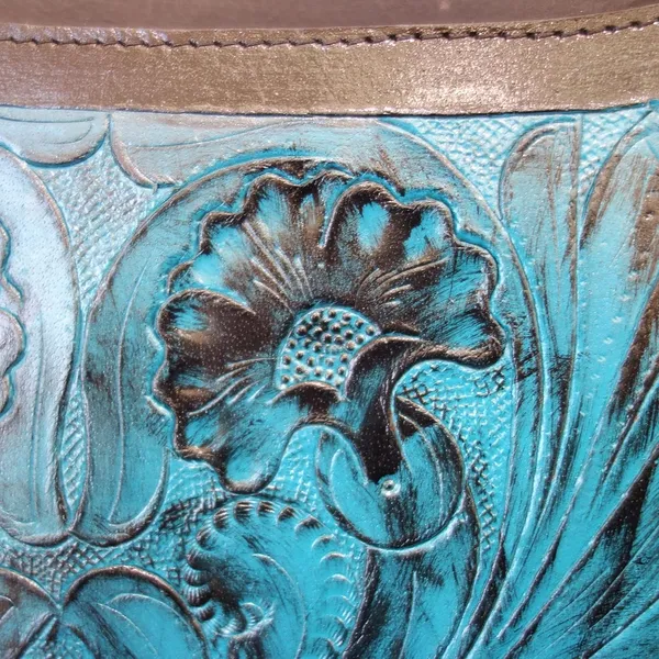 Black_&_Turquoise_Real_Leather_Hand_Crafted_Shoulder_Bag_,_For_Women